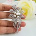 SELOVO Women Girls Silver Gold Plated Base Shinning Cubic Zirconia Pearl Flower Sparkle Brooch